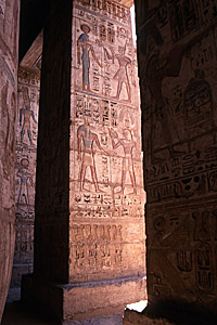 Coloured Murals, Medinet Habu, Thebes, Aswan, Egypt - Click to Zoom